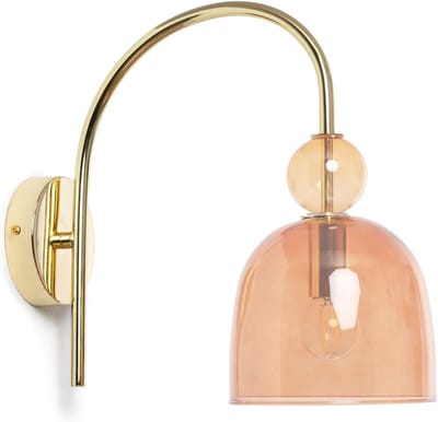 Wandlamp Metaal Glas - Klassieke Lamp - Sfeerverlichting Thuis - IP20 Waterbestendig - 15x15x31.5 cm - Rood