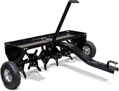 Gazonbeluchter Zitmaaier - Verticuteerder Trolley - Gazon Onderhoud - Werkbreedte 102cm - 7.6cm Diep - Zwart