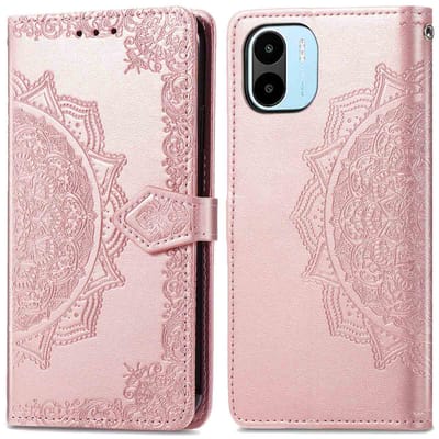 imoshion Hoesje - Geschikt voor Xiaomi Redmi A1 / Xiaomi Redmi A2 - Mandala Bookcase - Rosé Goud