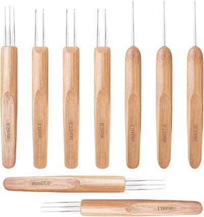Complete Dreadlock Haaknaald Set met 9 Stukken - Diverse Maten voor Krullen, Interlocking en Instant Locs, Inclusief Enkel/Dubbel/Driedubbel Tip Haaknaalden