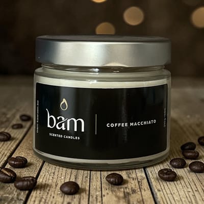 BAM Coffee Macchiato Geurkaars – Basic Collection Medium – 50 Branduren – 210 g – Zonnebloemwas – Vegan - koffie