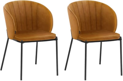 Keira-Eetkamerstoel - Set van 2 - Mosterd Fluweel
