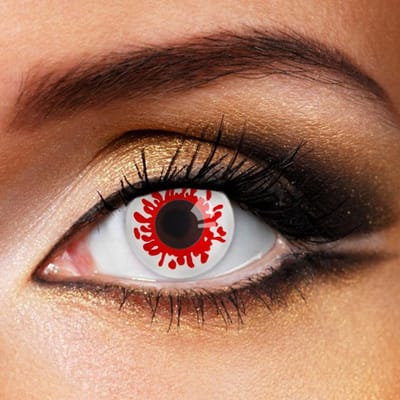 Partylens® rode kleurlenzen - Bloedspetters Groot - zachte jaarlenzen met lenshouder - Halloween - Cosplay