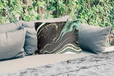 Buitenkussens - Tuin - Marmerlook - Goud - Groen - Glitter - Design - Marmer - 50x30 cm