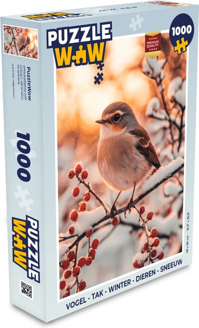 Puzzel Vogel - Tak - Winter - Dieren - Sneeuw - Legpuzzel - Puzzel 1000 stukjes volwassenen