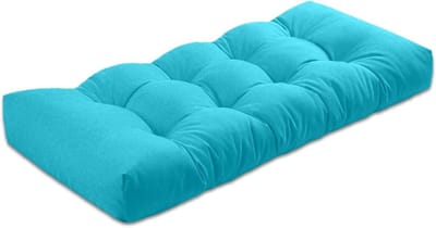 Bankkussen, 106,7 cm, antislip getufte kussens voor binnen en buiten, premium waterdicht linnen, zacht pianobankkussens, opslag voor entree, erker, traagschuim met hoge dichtheid (lichtblauw - 106 x