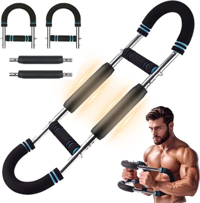 Armtrainer Twister - Borsttrainer Veer - Kracht Opbouwen - Verstelbare Weerstand - Compact Draagbaar - Zwart Blauw