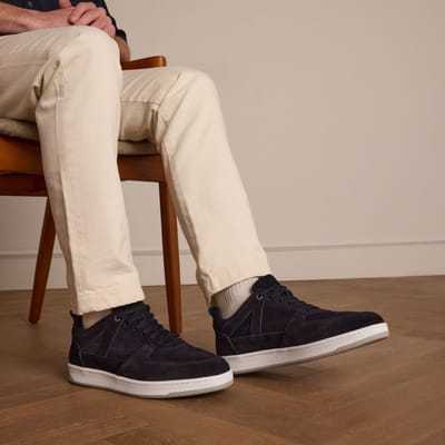 Manfield - Heren - Donkerblauwe suède sneakers - Maat 40