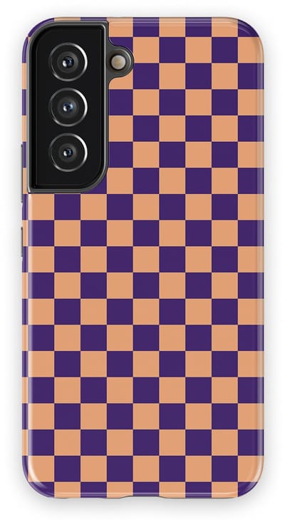 Design Hoesje Samsung Galaxy S22 | Geschikt Voor Mag | Tiny Squares Checkered Print | Backcover Samsung Galaxy S22 Pixel Peach