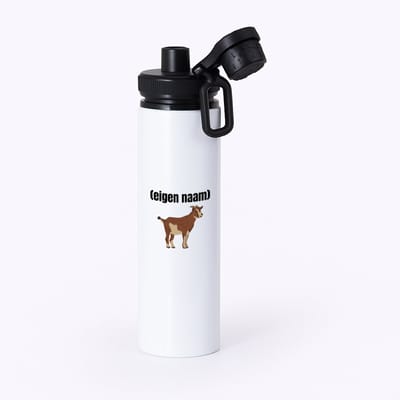 Hacebo® - Geit met hoorn waterfles met draaidop zwart - Geit - geiten liefhebbers - met eigen naam - dieren liefhebber - leuk cadeau voor iemand die houdt van geiten - cadeau - kado - water fles - 850ML