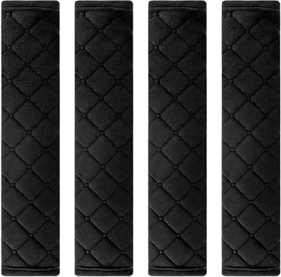 Gordelhoes Set - 4-Delig - Gordelbeschermer - Gordelkussen - Universeel - Comfortabel - Autoaccessoire - Schouderhoes - Zwart