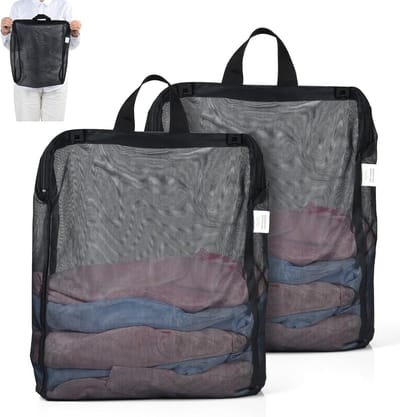 2 Pack Waszakken voor de Wasmachine 30 x 40 cm, Handige Netzakken met Rits voor Ondergoed, Lingerie en Sokken, Ideaal voor Reizen en Thuisgebruik