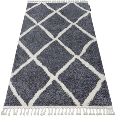 Kleden Rugsx Tapijt BERBER CROSS B5950 grijskleuring / witrand 80x150 cm