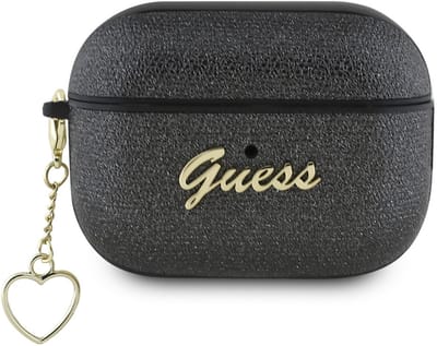 Guess AirPods hoesje voor Airpods Pro & Pro 2 - Metallic Script - Zwart