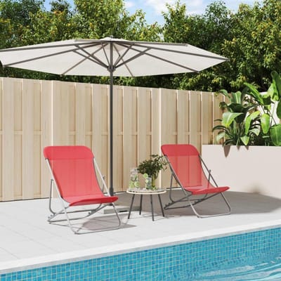 Strandstoelen Opvouwbaar - Loungestoelen Set - Buiten Zitten - 3 Posities Instelbaar - 110 kg Draagvermogen - Rood