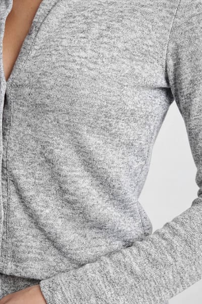 boohoo Dames 3-delige Geribbelde Knoopvestje Met Top En Shorts Set | Grey Marl | Maat: 6