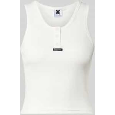 Slim fit top van katoenmix met logoprint