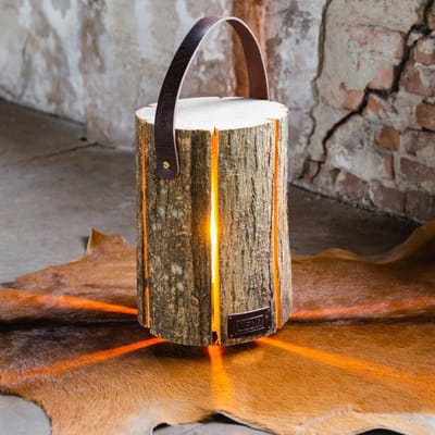 LEDR Wood Light - Ash Wood M - Leather Edition - bijzettafel met sfeerlicht - robuust 100% hout - 30x20cm
