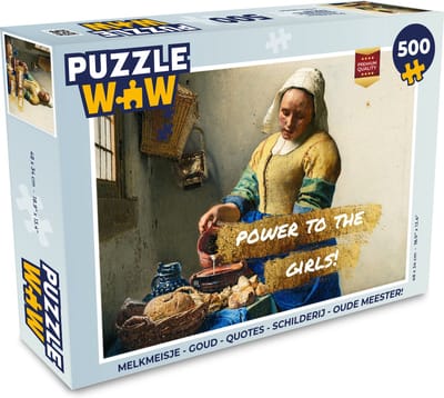 Puzzel Melkmeisje - Goud - Quotes - Schilderij - Oude meesters - Legpuzzel - Puzzel 500 stukjes
