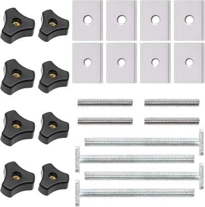 T-groefrail accessoires - Montagerail onderdelen - Werkbanken bouwen - Sterke aluminiumlegering - 24 stuks - Zilver