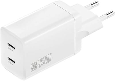 4Smarts 45W Pdplug Dubbele Oplader Met 2X Usb-C Voor Snelle Telefoons