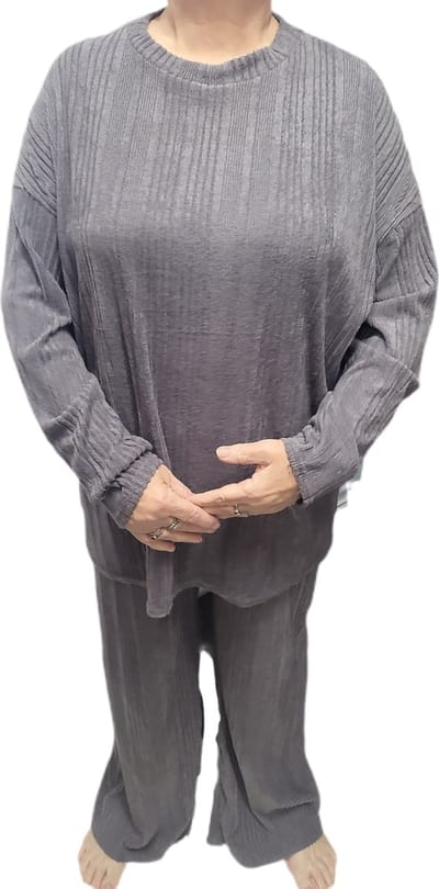 Dames - Huispak - Loungepak - Set 2 delig - Comfy Set - Grote maten - Kleur - Donkergrijs- Maat One Size 42 t/m 60