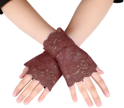Dailygoods- Vingerloze Handschoenen Korte Kanten - Dames - Bruiloftshandschoenen - Polyester - 18,5 cm - 1 stuk