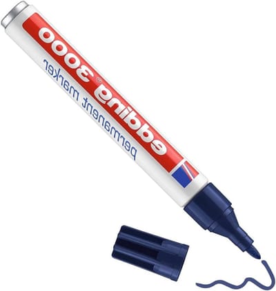 edding 3000 permanent marker - staal-blauw - 1 stift - ronde punt 1,5-3 mm - sneldrogende permanent marker - water- en wrijfvast - voor karton, kunststof, hout, metaal - universele marker