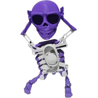 Jouet Squelette Dansant à Remonter Enfants Petits Bureau Mini Impression 3D Crâne Secouant Poupée Jouet à Ressort Cadeau d'Anniversaire Amusant violet