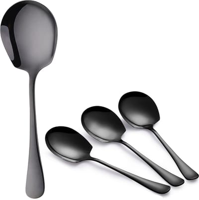 Somstyle Opscheplepel Set - 4 Stuks - Serveerlepel - Pollepel - Aardappellepel - Zwart