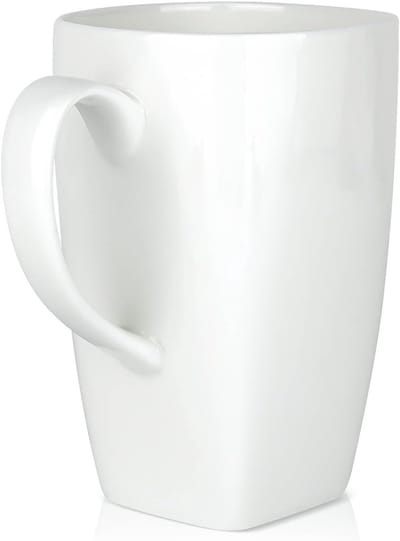 Extra grote fijne bone china koffiemok van 20 oz, lichtgewicht koffiekopjes met handvat, ideaal voor thee, latte en warme dranken, vaatwasser- en magnetronbestendig, wit