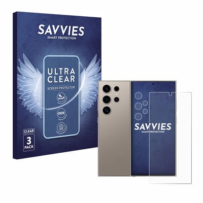 Savvies - Screenprotector voor Samsung Galaxy S24 Ultra (case-friendly) (Voor+Camera) - Folie Beschermfolie transparant 6 Stuks