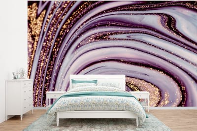 Behang - Fotobehang Marmer - Roze - Goud - Glitter - Marmerlook - Luxe - Breedte 320 cm x hoogte 240 cm
