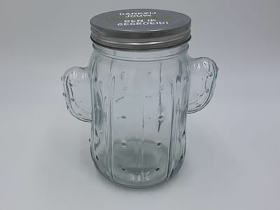Snoeppot cactus transparant draaideksel prikkels gegroeid 17 x 11 cm / 1000 ml | Juf & Meester Kado