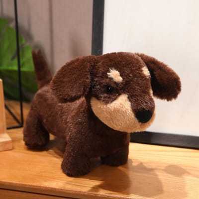 40 cm Gesimuleerde Teckel Puppy Met Rode Sjaal Pluche Speelgoed Bruin Zwart Lang Lichaam Hond Staand Dier Pluche Verjaardagscadeau