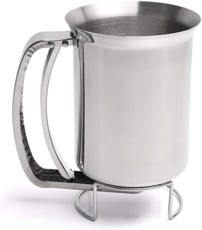 Beslag Dispenser - Beslag Trechter - Pannenkoeken Bakken - Roestvrij Staal - 10.5 x 16.2cm - Zilver