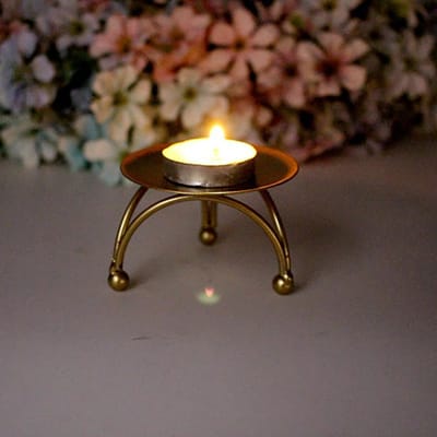 Geometrische Cirkel IJzeren Kaarsenhouder Ronde Tafel Kandelaar voor Feest Bruiloft Bureau Decoratieve Ornamenten brown