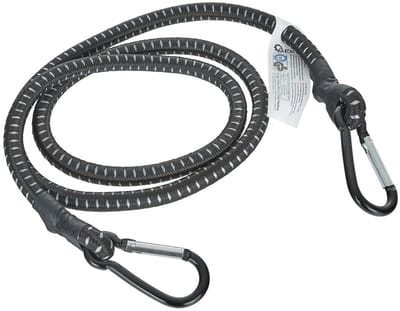 GEKO Elastisch koord met karabijnhaken - 10mm - 120cm - zwart - veelzijdig gebruik