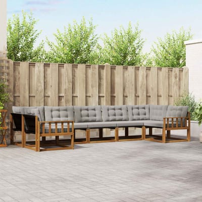 vidaXL - Buiten - bank - set - 7 - st - Natuurlijk - en - Licht - Grijs