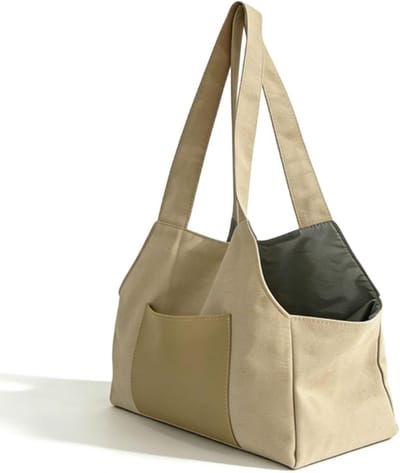 Hondentas Draagtas - Reismand Huisdier - Comfortabel Reizen - Lichtgewicht Nylon - 40x20x3 cm - Beige