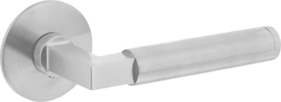 Intersteel Deurkruk Bau-stil op rond magneet rozet rvs geborsteld