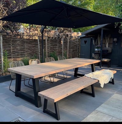 Tuinset Douglas | Tuintafel 280 x 90 + Tuinbankje - Stalen A Poten + Tijdelijk Gratis Onderhoudspakket - inclusief montage