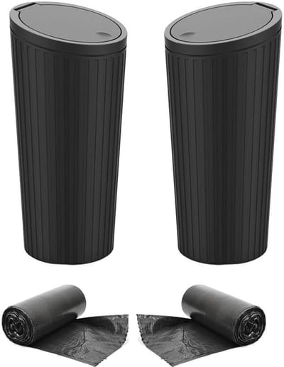 Auto Afvalemmer Set - Vuilnisbakjes Compact - Opruimen Interieur - Waterdicht Geurremmend Deksel - 2 Stuks Klein - Zwart