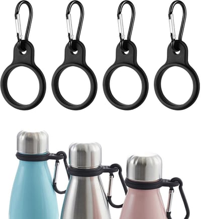 Dailygoods- Waterfleshouder met Carabiner - Silicone Beugel - Handige Clip - Voor Camping/Hiking - Duurzaam - Ruimtebesparend - Flesclip