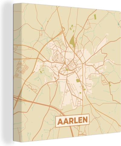 Canvas Schilderij Retro - Aarlen - Plattegrond - Stadskaart - Kaart - 20x20 cm - Wanddecoratie