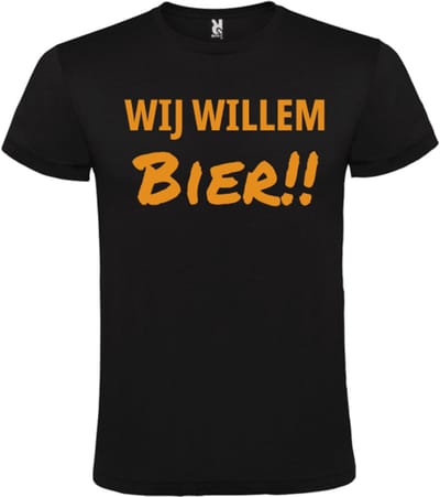 Koningsdag T-shirt Zwart - Maat S - Wij willem bier - Feestelijke Oranje Stijl