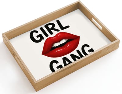 Dienblad hout 40x30 cm - Schootdienblad - Lip - Girl - Rood - Letters - Borrelplank rechthoek - Plateau dienbladen
