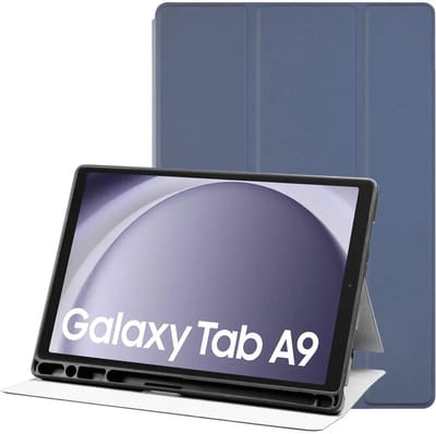Tablet Hoes Geschikt voor Samsung Galaxy Tab A9 | Luxe Tri-Fold Book Case | Kunst Leren Bescherm Hoes | Standaard Functie | Blauw