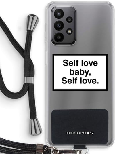Hoesje met koord geschikt voor Samsung Galaxy A23 hoesje met Koord - Self love - Telefoonhoesje met Zwart Koord - Bescherming aan alle Kanten en Over de Schermrand
