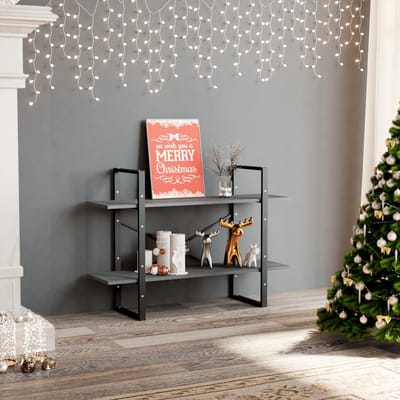 vidaXL - Boekenkast - met - 2 - schappen - 100x30x70 - cm - massief - grenenhout - grijs